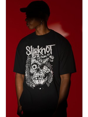 Sevbano Slipknot Rock Metal Müzik Grubu Ön Baskılı Unisex Oversize Tişört