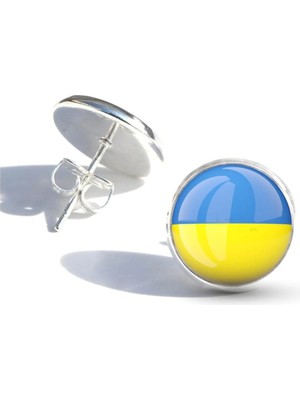 Tamgacrafts Ukrayna Ukraine Bayrağı Küpe 1 Çift Yuvarlak Iğneli Paslanmaz Çelik