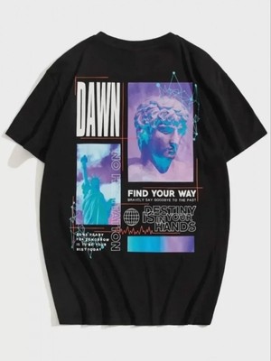 Efnaz Style Unisex Baskılı Oversize T-Shirt - Siyah