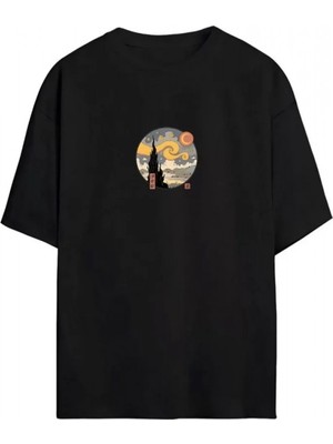 Efnaz Style Unisex Baskılı Oversize T-Shirt - Siyah
