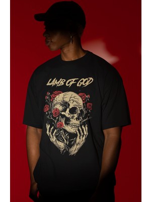 Sevbano Lamb Of God Rock Metal Müzik Grubu Ön Baskılı Unisex Oversize Tişört