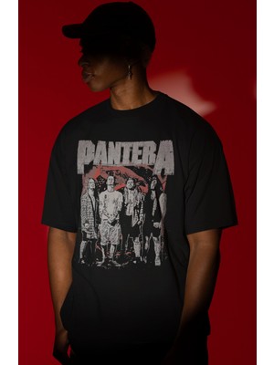 Sevbano Pantera Rock Metal Müzik Grubu Ön Baskılı Unisex Oversize Tişört