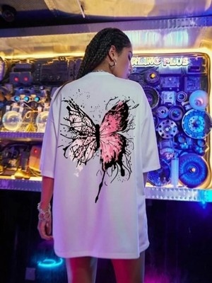 Efnaz Style Unisex Baskılı Oversize T-Shirt - Beyaz