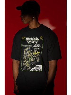 Sevbano Municipal Waste Rock Metal Müzik Grubu Ön Baskılı Unisex Oversize Tişört