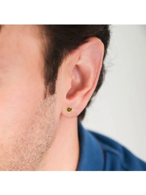 Tamgacrafts Altın Renk Zirkon Taşlı 6 mm Mıknatıslı Deliksiz Küpe 1 Çift Manyetik Fake Küpe