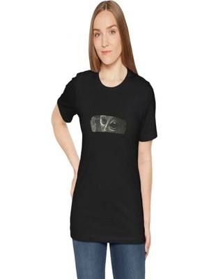 Efnaz Style Unisex Bisiklet Yaka Baskılı T-Shirt - Siyah