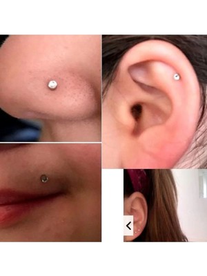 Tamgacrafts Beyaz Zirkon Taşlı 3 mm Mıknatıslı Deliksiz Küpe 1 Çift Manyetik Fake Küpe