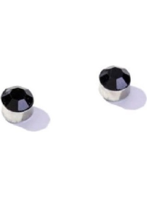 Tamgacrafts Siyah Zirkon Taşlı 4 mm Mıknatıslı Deliksiz Küpe 1 Çift Manyetik Fake Küpe