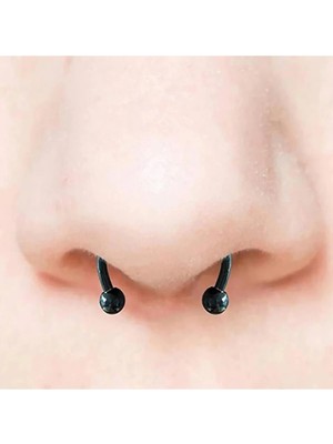 Tamgacrafts Siyah Burun Ucu Mıknatıslı Septum Piercing Fake Deliksiz Küpe