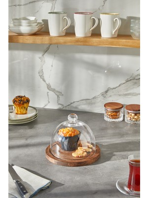 Özgürce Ahşap Standlı Cam Kek Fanusu ve Sunumluk, Şık ve Zarif Tasarım