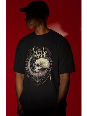 Sevbano Lamb Of God Rock Metal Müzik Grubu Ön Baskılı Unisex Oversize Tişört