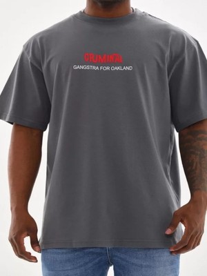 Efnaz Style Unisex Baskılı Oversize T-Shirt - Füme