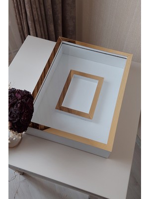 Özgürce 30X40 cm Beyaz-Gold Fotoğraf Çerçevesi, Gül Tasarımı, Anı Dekoru