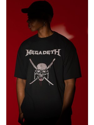 Sevbano Megadeth Rock Metal Müzik Grubu Ön Baskılı Unisex Oversize Tişört