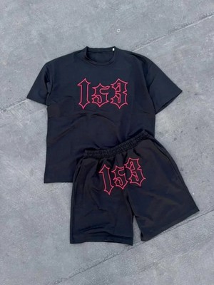 Efnaz Style Erkek Nakış Işlemeli Şortlu Takım - Siyah