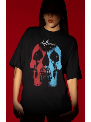 Sevbano Deftones Rock Metal Müzik Grubu Ön Baskılı Unisex Oversize Tişört