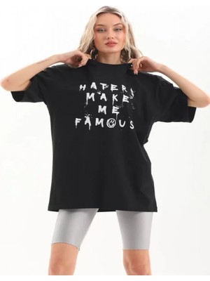 Efnaz Style Unisex Baskılı Oversize T-Shirt - Siyah