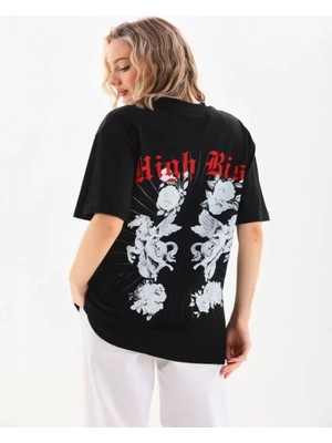 Efnaz Style Unisex Baskılı Oversize T-Shirt - Siyah