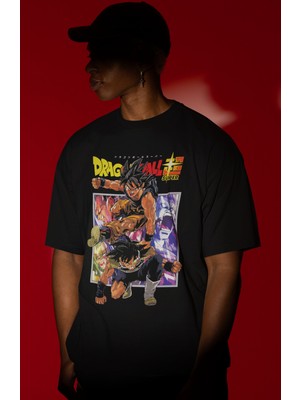 Sevbano Tasarım Dragon Ball Son Goku Anime Ön Baskılı Unisex Oversize Tişört