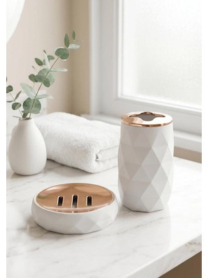 PremiumPort Akrilik Rose Lavabo Seti, 2 Parça, Şık ve Modern Tasarım