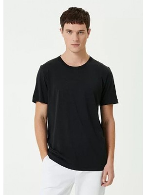Efnaz Style Unisex Basic Bisiklet Yaka Regular T-Shirt - Siyah