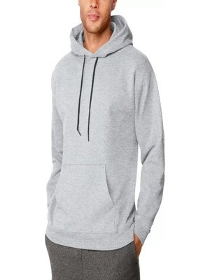 Efnaz Style Erkek Uzun Kol Kapşonlu Basic Sweatshirt Hoodie - Gri