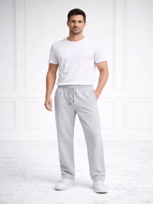 Efnaz Style Erkek Düz Paça Beli Lastikli Ipli Günlük Spor Eşofman Altı Rahat Fit - Gri