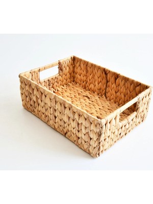 Özgürce Örgülü Hasır Dikdörtgen Sepet 36X24X12 Cm, Şık ve Hafif, Çok Amaçlı Kullanım