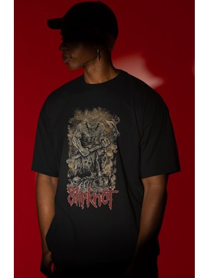 Sevbano Slipknot Rock Metal Müzik Grubu Ön Baskılı Unisex Oversize Tişört