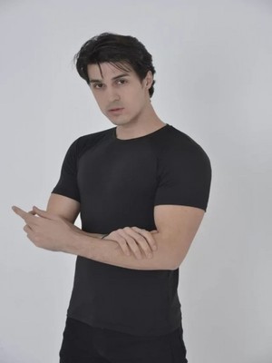 Efnaz Style Erkek Omuz Fileli Slim Fit T-Shirt - Siyah