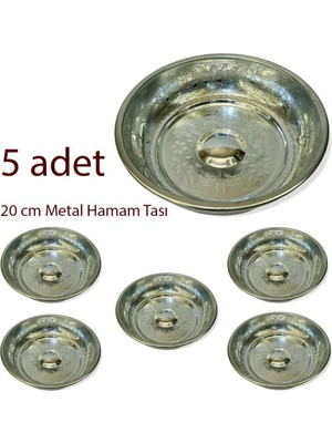PremiumPort 5'li 20 cm Metal Hamam Tası Seti, Şık ve Dayanıklı Tasarım
