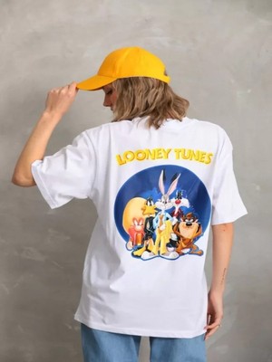 Efnaz Style Unisex Baskılı Oversize T-Shirt - Beyaz