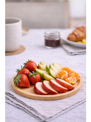 Özgürce 2'li Bambu Yuvarlak Servis Tabağı Seti 20X20 Cm, Şık ve Dayanıklı