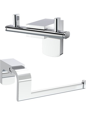 PremiumPort Şık ve Kullanışlı Ikili Banyo Seti: Bornoz Askılık ve Tuvalet Kağıtlık