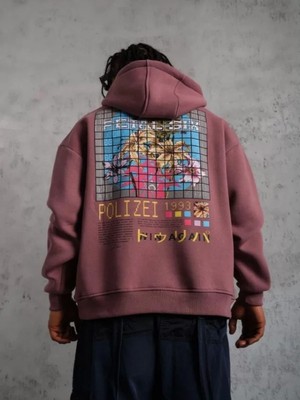 Efnaz Style Erkek Patel Six Baskılı Kapüşonlu Sweat - Gül Kurusu