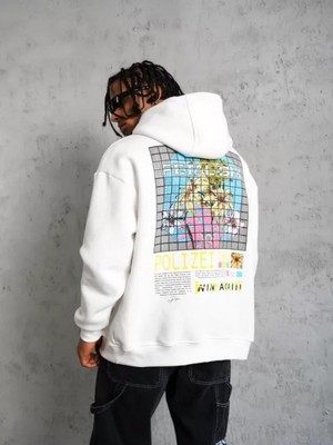 Efnaz Style Erkek Patel Six Baskılı Kapüşonlu Sweat - Beyaz
