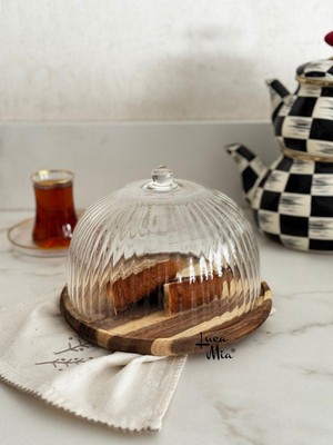 Özgürce Akasya Cam Kek Fanus, 22 Cm, Şık ve Şeffaf, Güzel Sunum Için Mükemmel