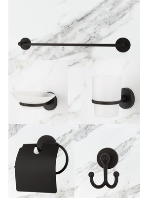 PremiumPort Siyah Uzun Havluluk ve Çok Amaçlı Banyo Seti, Geniş Kapaklı Tasarım