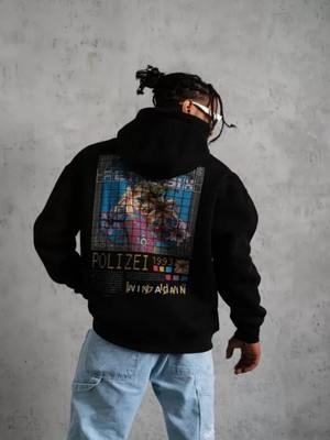 Efnaz Style Erkek Patel Six Baskılı Kapüşonlu Sweat - Siyah