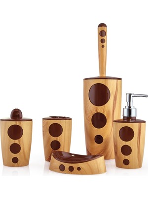 PremiumPort Doğal Ahşap Banyo Seti 5 Parça, Şık ve Dayanıklı Tasarım
