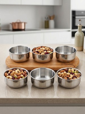 Özgürce Paslanmaz Çelik 6'lı Çerezlik ve Şekerlik Seti, Çok Amaçlı Kase