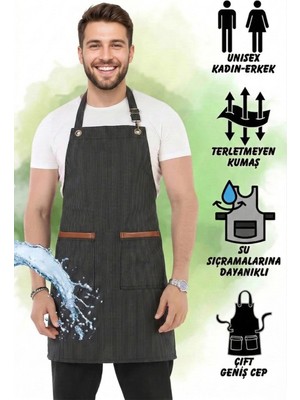 Hawk Era Önlük Şef Garson Restaurant Kafe Aşçı Mutfak Barista Kuaför Siyah Iş Önlüğü Iki Cepli