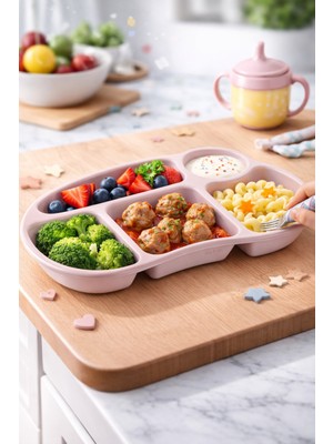 Özgürce Bölmeli Çocuk Yemek Tabldot, Anaokulu ve Kreş Için Renkli ve Şık Tasarım