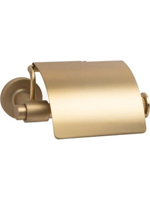 PremiumPort Şık Altın Saten Kapaklı Tuvalet Kağıtlığı 85X90X158 mm