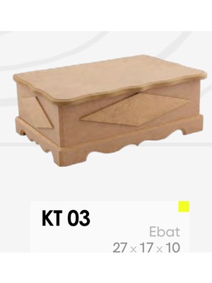 Özgürce Boyanabilir Ahşap Dekoratif Kutu 27X17X10 Cm, Ham Mdf, Çok Amaçlı