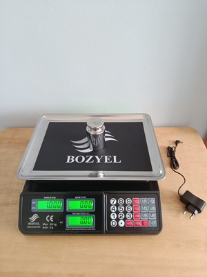 Bozyel 40 kg Kapasiteli Digital Terazi - Çift Taraflı Ekran ve Uzun Şarj Süresi ile