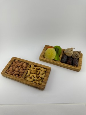 Özgürce Ahşap Çerezlik Iki Gözlü 10X19 cm Seti, Şık ve Kullanışlı Tasarım