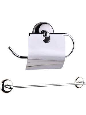 PremiumPort Banyo Uzun Çubuk Havluluk ve Geniş Kapaklı Kağıtlık 2'li Set