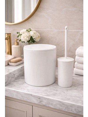 PremiumPort Şık 2’li Banyo Seti Çöp Kovası ve Tuvalet Fırçası Seti