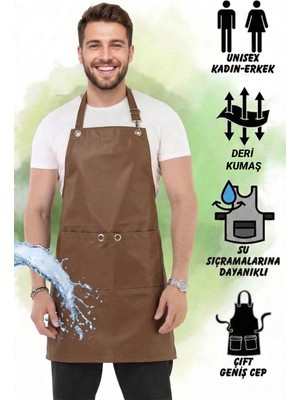 Hawk Era Önlük Şef Garson Restaurant Kafe Aşçı Mutfak Barista Kuaför Deri Iş Önlüğü Iki Cepli